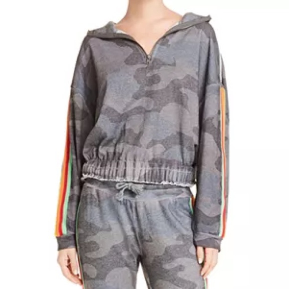 Vintage Havana Rainbow Stripe Camo Sweatshirt NWT Quarter Zip Colorful Pride